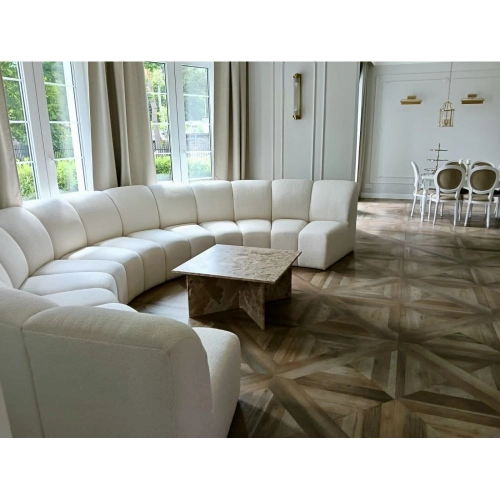 Designerski Sofa Narożnik MODUŁOWY Paris - UKŁADAJ DOWOLNE KOMBINACJE W PÓŁOKRĘGU BUBBLE Tkanina BOUCLE Manza
